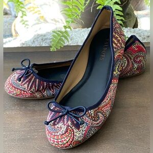 Talbots Women's Paisley Flats - Red and Blue
